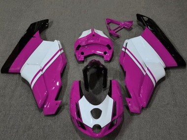 Cheap 2003-2004 Ducati 749 999 Motorcycle Fairings - White Pink Glossy Black