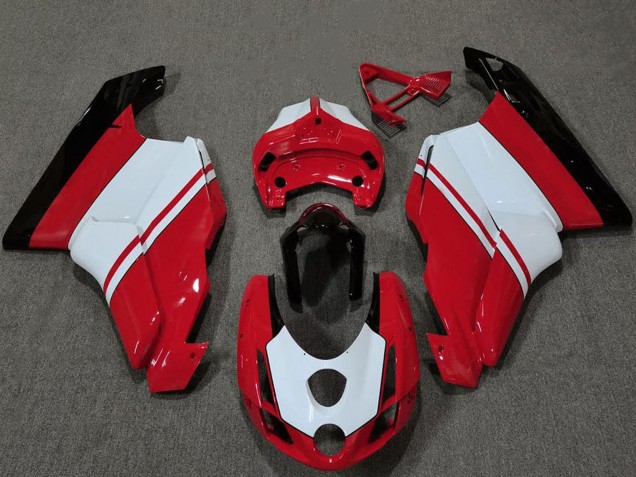 2003-2004 Ducati 749 999 Motorcycle Fairings - White Red Glossy Black