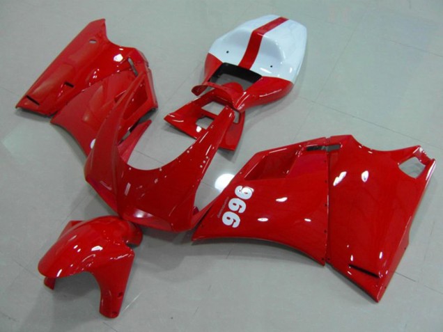1993-2005 Ducati 996 Motorcycle Fairings - Glossy Red White