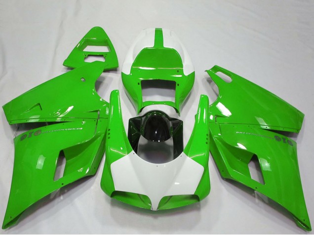 1993-2005 Ducati 916 Motorcycle Fairings - Green White Glossy Black Performance