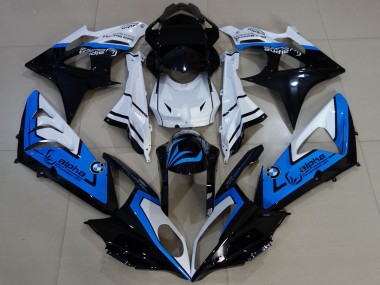Cheap 2009-2014 BMW S1000RR Motorcycle Fairings - White Blue Glossy Black Alpha