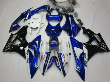 Cheap 2009-2014 BMW S1000RR Motorcycle Fairings - White Blue Glossy Black Virgin Atlantic