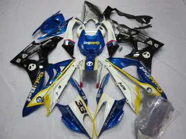 Cheap 2009-2014 BMW S1000RR Motorcycle Fairings - White Yellow Blue Glossy Black GoldBet 33
