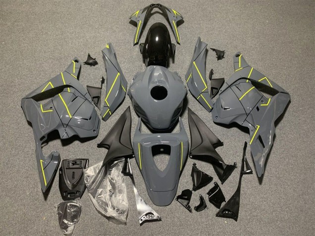 2009-2012 Honda CBR600RR Motorcycle Fairings - Dark Nardo Grey Yellow