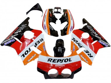 Cheap 1987-1989 Honda CBR400RR NC23 Motorcycle Fairings - Orange White Red Glossy Black Repsol HRC