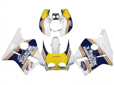 Cheap 1987-1989 Honda CBR400RR NC23 Motorcycle Fairings - White Yellow Blue Rothmans