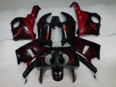 Cheap 1990-1999 Honda CBR400RR NC29 Motorcycle Fairings - Glossy Black Red Flame