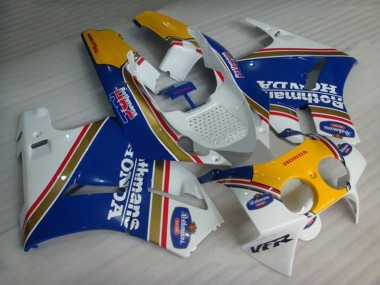 Cheap 1988-1992 Honda VFR400R NC30 Motorcycle Fairings - White Blue Yellow Rothmans