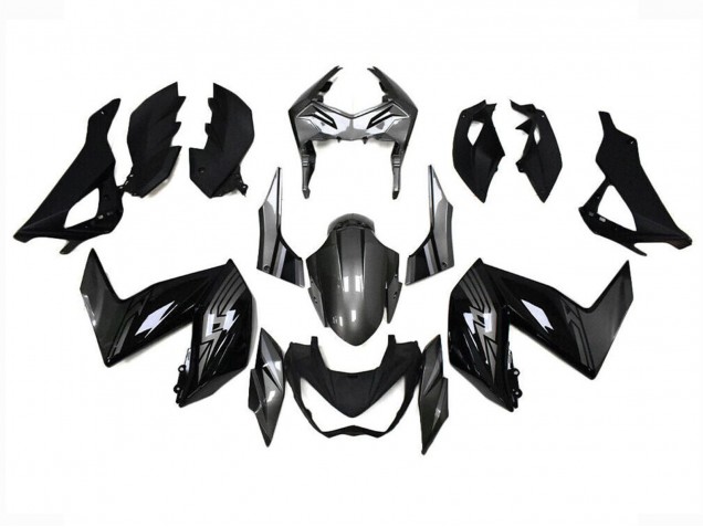 2015-2016 Kawasaki Z250/Z300 Motorcycle Fairings - Glossy Black Grey