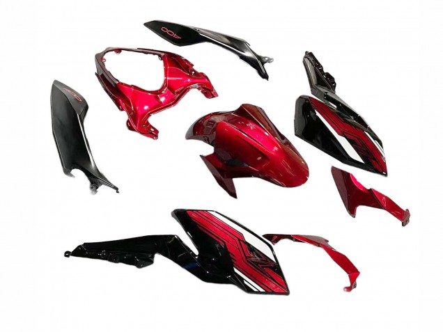 2018-2024 Kawasaki Z400 Motorcycle Fairings - Candy Red Glossy Black