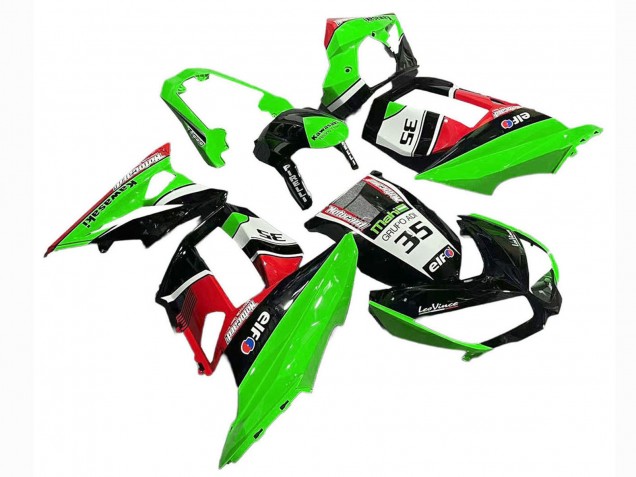 2010-2016 Kawasaki Z1000SX Motorcycle Fairings - Green Red Glossy Black Elf 35