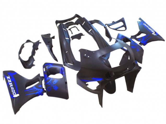 1993-2007 Kawasaki ZZR400 Motorcycle Fairings - Matte Black Blue