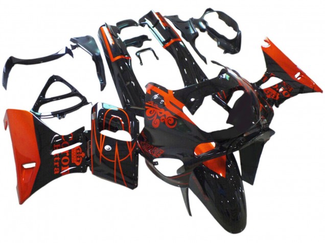 1993-2007 Kawasaki ZZR400 Motorcycle Fairings - Glossy Black Red Corona Extra