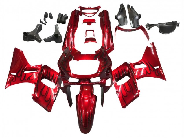 1993-2007 Kawasaki ZZR400 Motorcycle Fairings - Red Black Flame