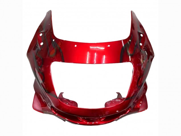 1998-2003 Kawasaki ZZR600 Motorcycle Fairings - Red with Black Flame