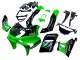 1993-2007 Kawasaki ZZR400 Motorcycle Fairings - Green Glossy Black Green Monster Elf Touch4 Bridgestone