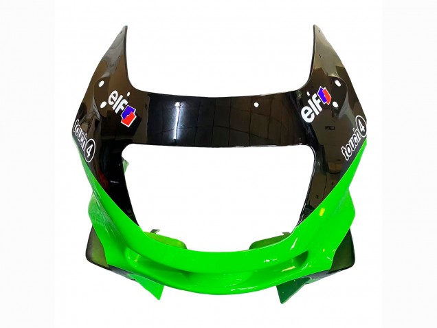 1993-2007 Kawasaki ZZR400 Motorcycle Fairings - Green Glossy Black Green Monster Elf Touch4 Bridgestone