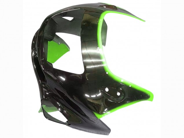 1993-2007 Kawasaki ZZR400 Motorcycle Fairings - Green Glossy Black Flame