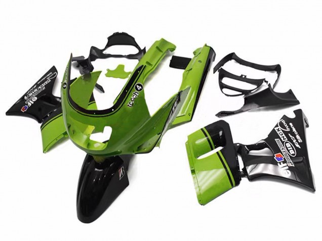 1993-2007 Kawasaki ZZR400 Motorcycle Fairings - Green Glossy Black Elf Touch4 Bridgestone