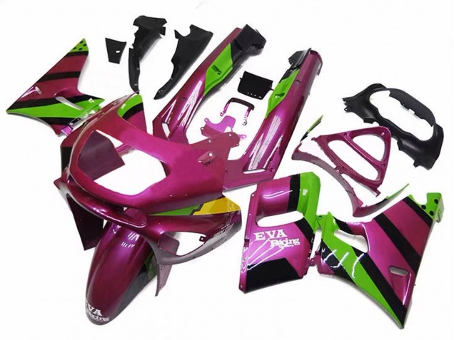 1993-2007 Kawasaki ZZR400 Motorcycle Fairings - Deep Pink Green EVA Racing