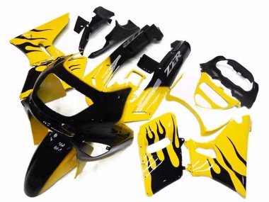 Cheap 1993-2007 Kawasaki ZZR400 Motorcycle Fairings - Yellow Black Flame