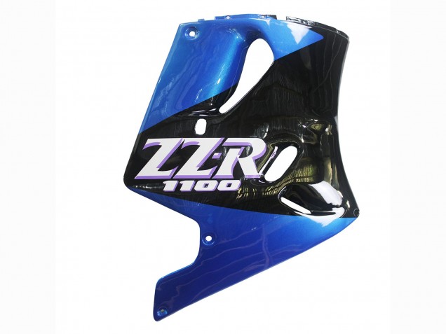 1990-1992 Kawasaki ZZR1100 Motorcycle Fairings - Blue Glossy Black