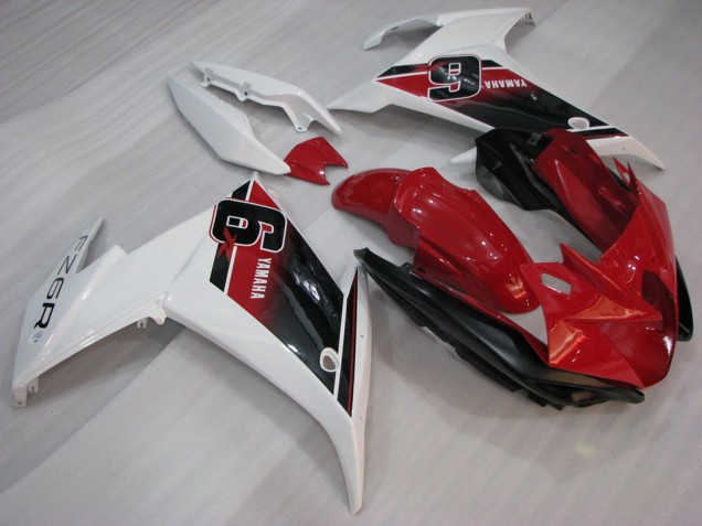 2009-2015 Yamaha FZ6R Motorcycle Fairings - Red White Black 6