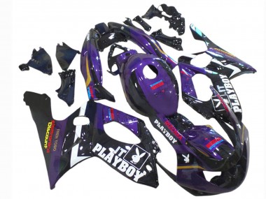 Cheap 1996-2007 Yamaha YZF600R Thundercat Motorcycle Fairings - Dark Purple Black White Rizoma Playboy