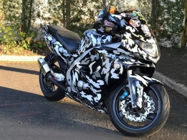 Cheap 1996-2007 Yamaha YZF600R Thundercat Motorcycle Fairings - Black White Grey Camouflage