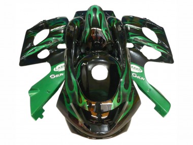 Cheap 1996-2007 Yamaha YZF600R Thundercat Motorcycle Fairings - Black with Dark Green Flame