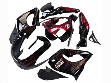 Cheap 1997-2007 Yamaha YZF 1000R Thunderace Motorcycle Fairings - Black with Dark Red Flame