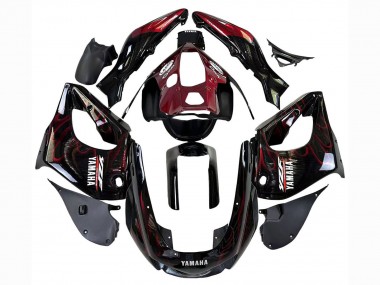 Cheap 1997-2007 Yamaha YZF 1000R Thunderace Motorcycle Fairings - Black with Dark Red Flame