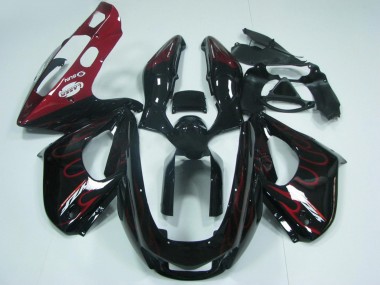 Cheap 1997-2007 Yamaha YZF 1000R Thunderace Motorcycle Fairings - Black with Red Flame