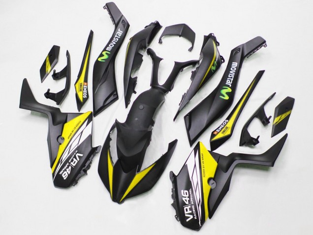 2017-2021 Yamaha XMAX300 Motorcycle Fairings - Matte Black Yellow MoviStar ENEOS 46