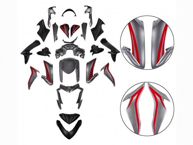 2015-2020 Suzuki GSX-S 1000 Motorcycle Fairings - Red Silver