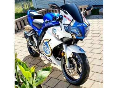 Cheap 2003-2013 Suzuki SV650 Motorcycle Fairings - White Blue Lucky Strike Motul