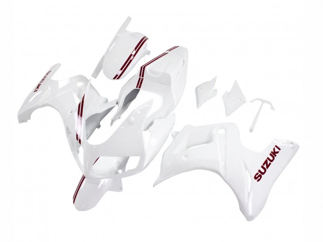2003-2013 Suzuki SV650 Motorcycle Fairings - White with Dark Red Lines