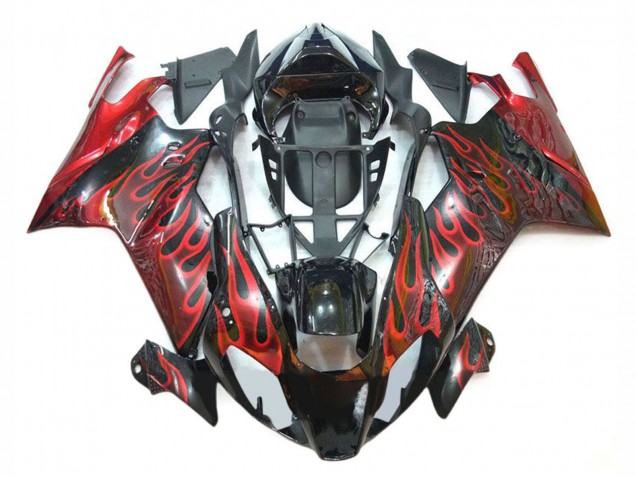 2003-2006 Aprilia RSV1000 Motorcycle Fairings - Glossy Black Red Flame