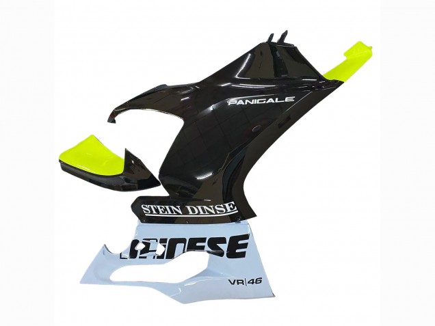 2020-2024 Ducati Panigale V2 Motorcycle Fairings - White Lime Green Glossy Black Stein Dinse VR 46