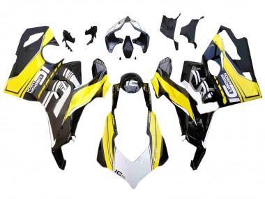 Cheap 2018-2019 Ducati Panigale V4 V4S Motorcycle Fairings - White Yellow Glossy Black