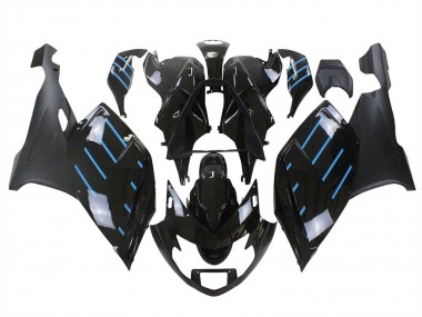 Cheap 2005-2010 BMW K1200S Motorcycle Fairings - Glossy Black Matte Black Blue Lines