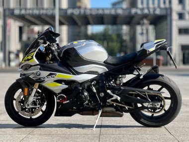 Cheap 2023-2024 BMW S1000RR Motorcycle Fairings - Silver Yellow Carbon Fiber