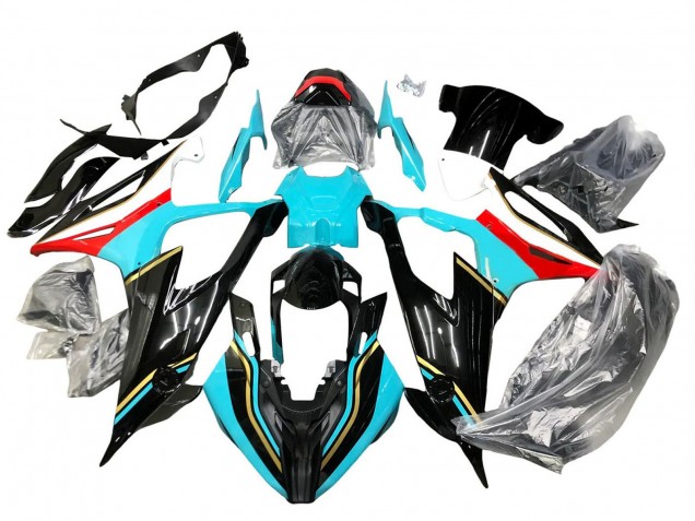 2019-2022 BMW S1000RR Motorcycle Fairings - Black Sky Blue Red