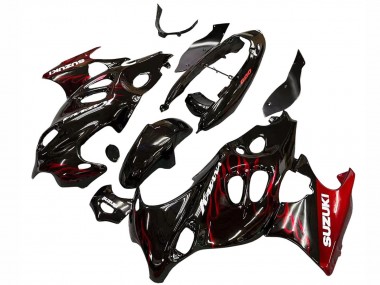 Cheap 2004-2006 Suzuki GSX600F/GSX750F Motorcycle Fairings - Glossy Black Red Flame