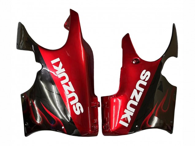 2004-2006 Suzuki GSX600F/GSX750F Motorcycle Fairings - Glossy Black Red Flame