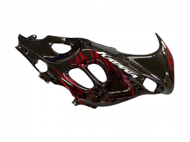 2004-2006 Suzuki GSX600F/GSX750F Motorcycle Fairings - Glossy Black Red Flame