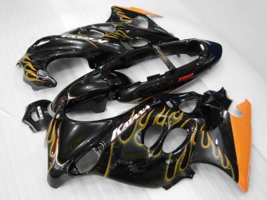Cheap 2004-2006 Suzuki GSX600F/GSX750F Motorcycle Fairings - Glossy Black Orange Flame Katana