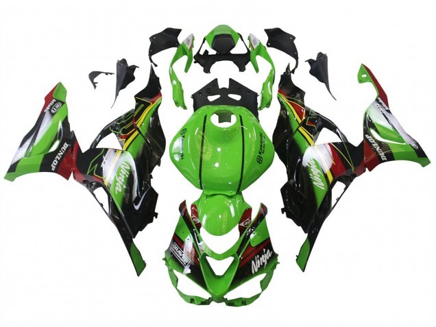 2023-2025 Kawasaki ZX6R Motorcycle Fairings - Green Black Red Yellow Dunlop