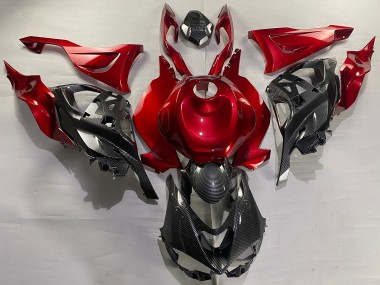 Cheap 2023-2025 Kawasaki ZX6R Motorcycle Fairings - Red Carbon Fiber