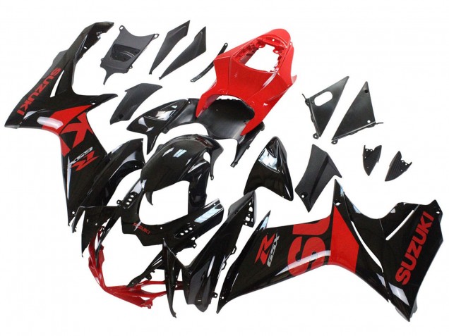 2011-2024 Suzuki GSXR 600 / GSXR 750 Motorcycle Fairing Kits - Red Glossy Black